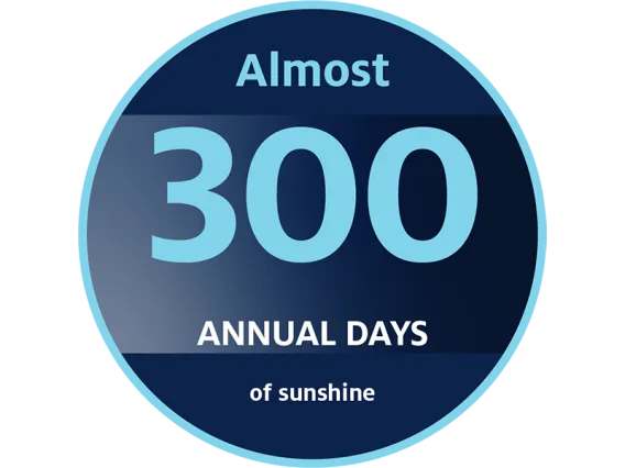 Almost 300 annual days of sunshine logo