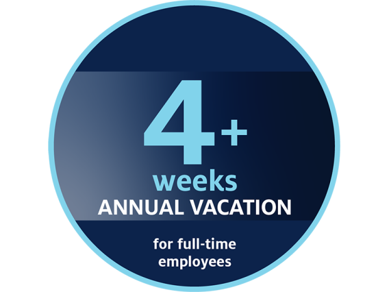 More than four weeks of annual vacation for full-time employees